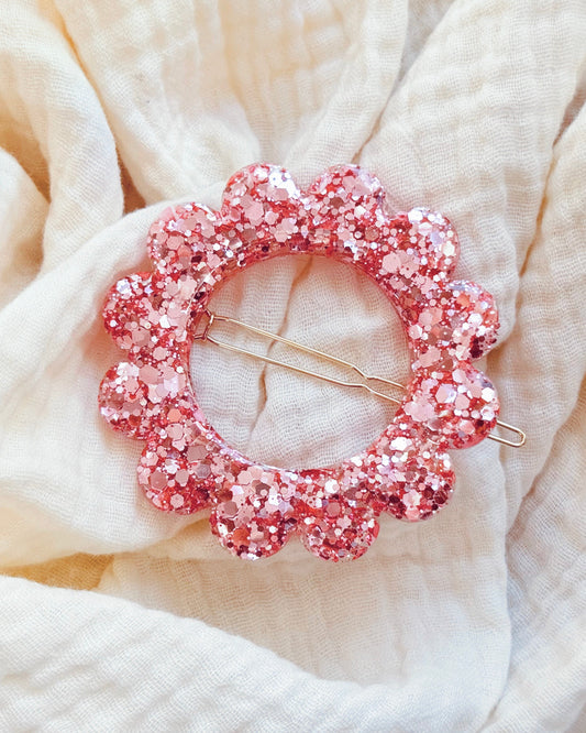 GRANDE barrette flower - rose bonbon