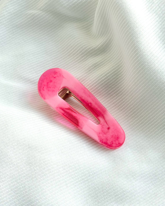 Barrette cheveux - marbrée rouge & rose