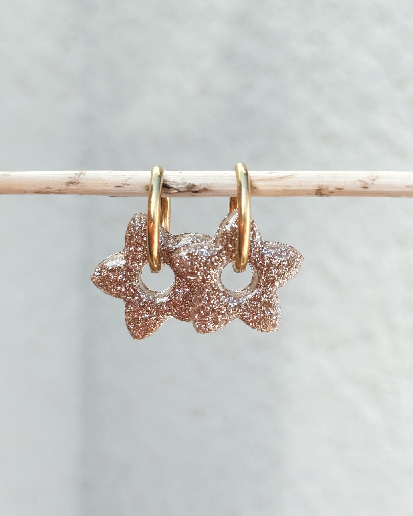 Créoles TIARÉ - paillettes fines champagne