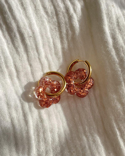 Créoles MOYENNES fleurs - terracotta