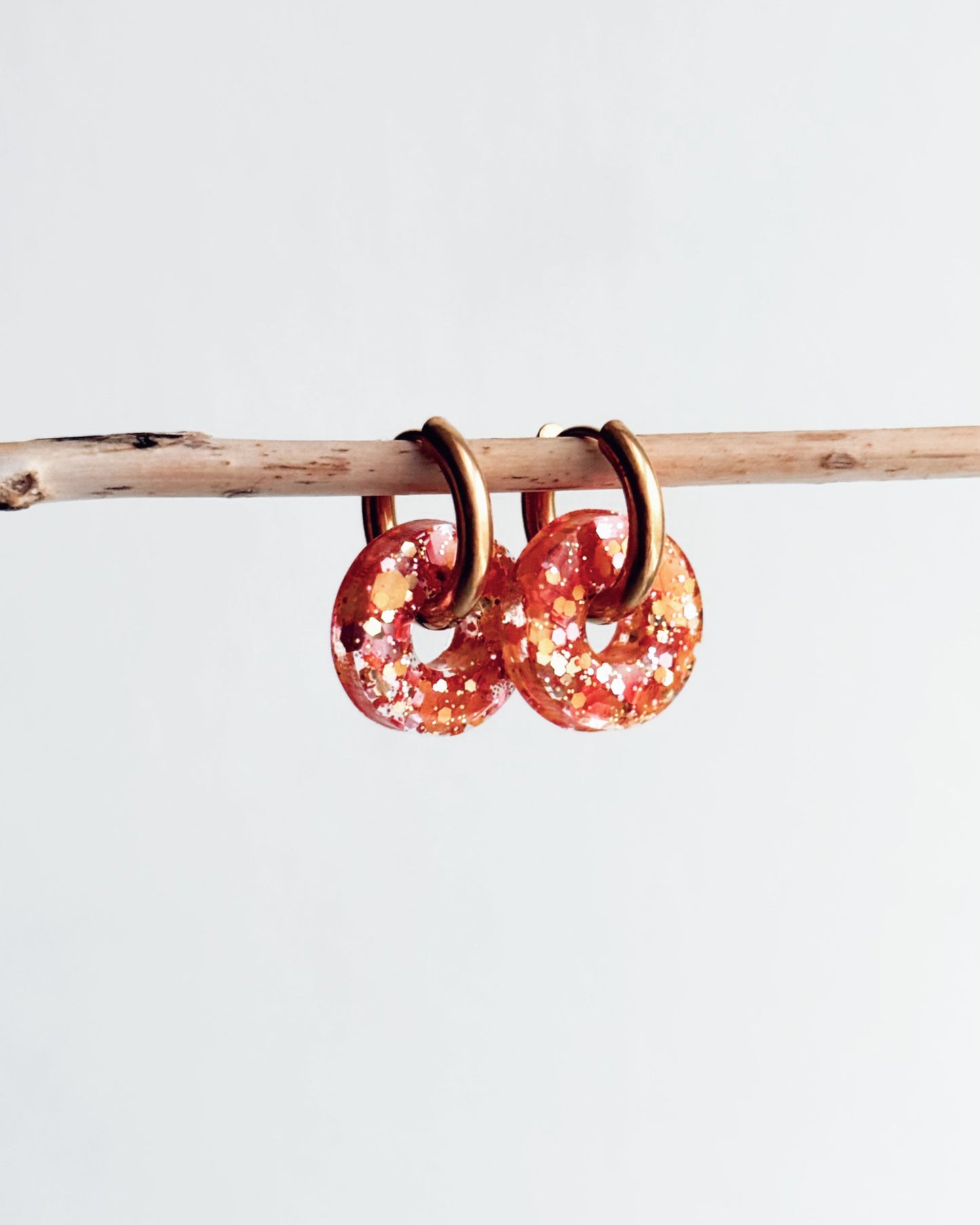 Créoles BABY LUNA - rose & orange